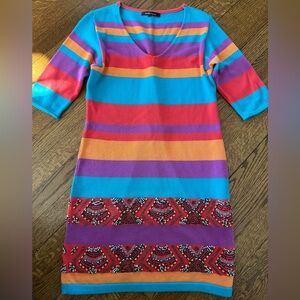 Nanette Lepore Colorful Striped Mini Knit Dress
